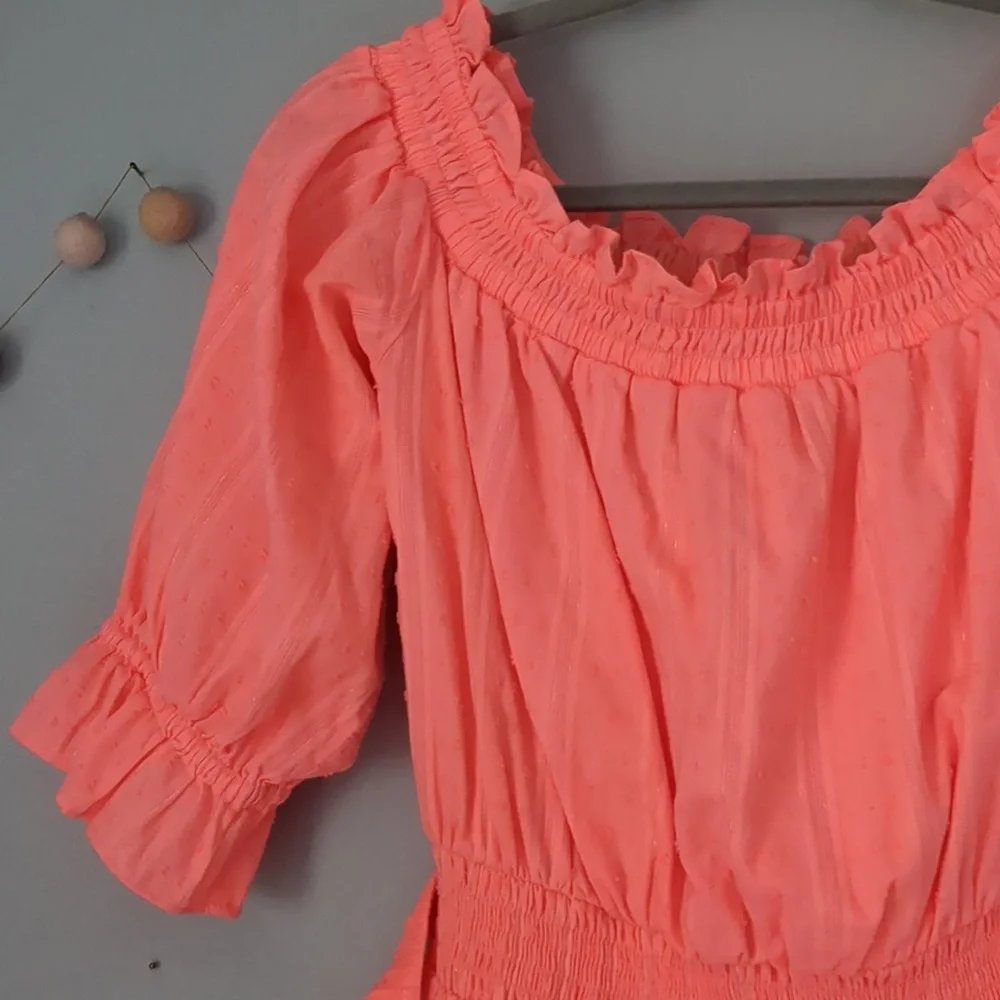 Lilly Pulitzer Louisa Dress Papaya Punch Metallic Stripe Cotton Belted-Size M - Picture 6 of 7